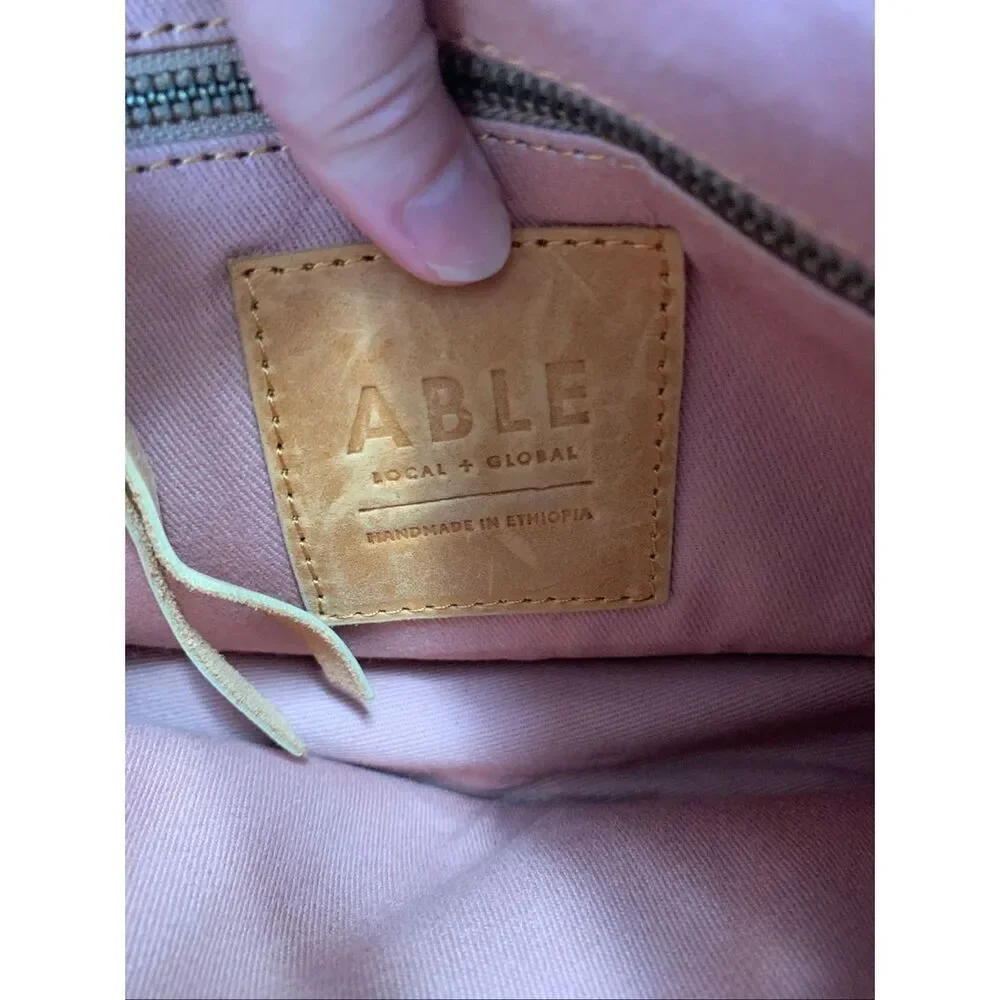 ABLE Chaltu Top Zip Leather Purse Shoulder/Crossbody